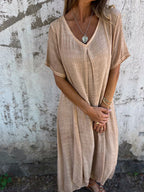 Olga Statement Cotton and Linen Dress Occasion Edit