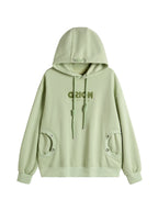 Letter Print Drawstring Eyelet Decor Pocket Oversized Hoodie