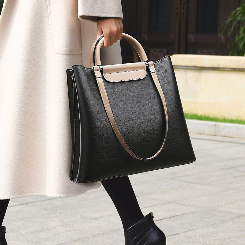 Large Capacity Handbag Vegan Leather