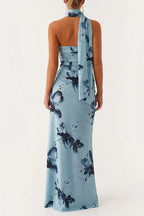 Strapless Tube Floral Print Bodycon Maxi Dress