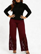 Slim-fitting, Loose-fitting, Comfortable Cropped Trousers With Lace Trim And Cutout Details