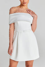 Off Shoulder Waisted A-line Mini Dress