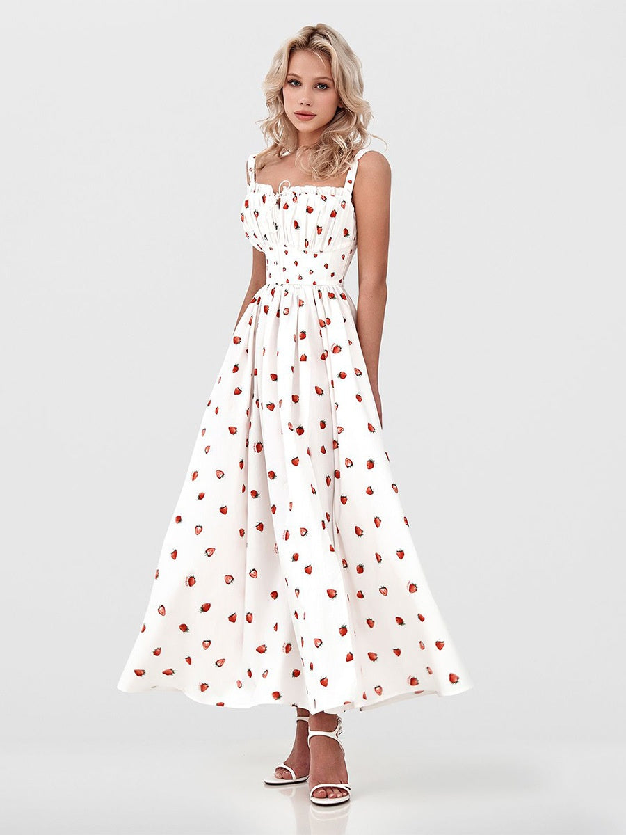 Floral Printed Camisoles High Waist Slit Maxi Dresses