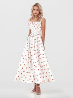 Floral Printed Camisoles High Waist Slit Maxi Dresses