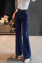 Front Pocketed Wide Leg Denim Pants