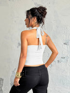 Lace-trimmed Halter Neck Vest