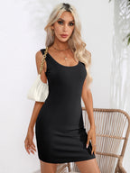 U-neck Hip-hugging Mini&Short Dresses