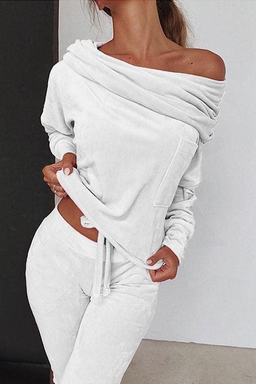 Keeley Off Shoulder Drawstring Top Long Pants Set