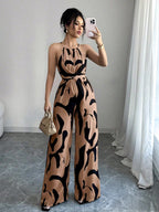 Milk-patterned Halter-neck Jumpsuit