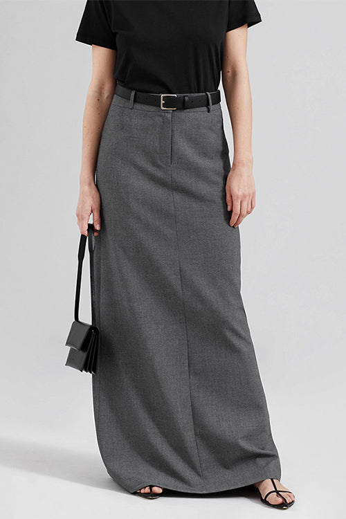 Elegant High Waist Back Slit Maxi Skirt