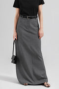 Elegant High Waist Back Slit Maxi Skirt