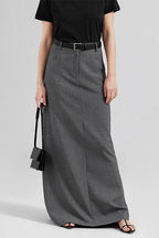 Elegant High Waist Back Slit Maxi Skirt