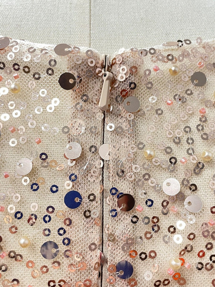 Sequined Satin Patchwork Maxi Dresses