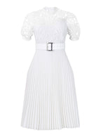 Short Sleeve Trim Lace Belts Mini&Short Dresses