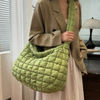 Lightweight Quilted Grid Puffer Tote Bag