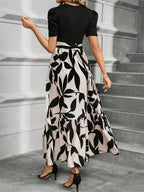 Floral Print High-waisted Long Dress