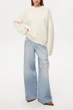 Round Neck Solid Color Pullover Sweater