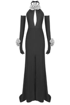 Afaf Halter Flower Detail Maxi Dress