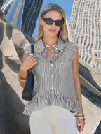 Stripes Sleeveless Shirts Loose-fit Commuting Tank Tops