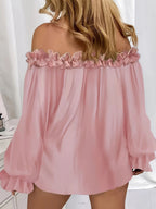 Casual Off-shoulder Ruffle Sleeves T-shirts