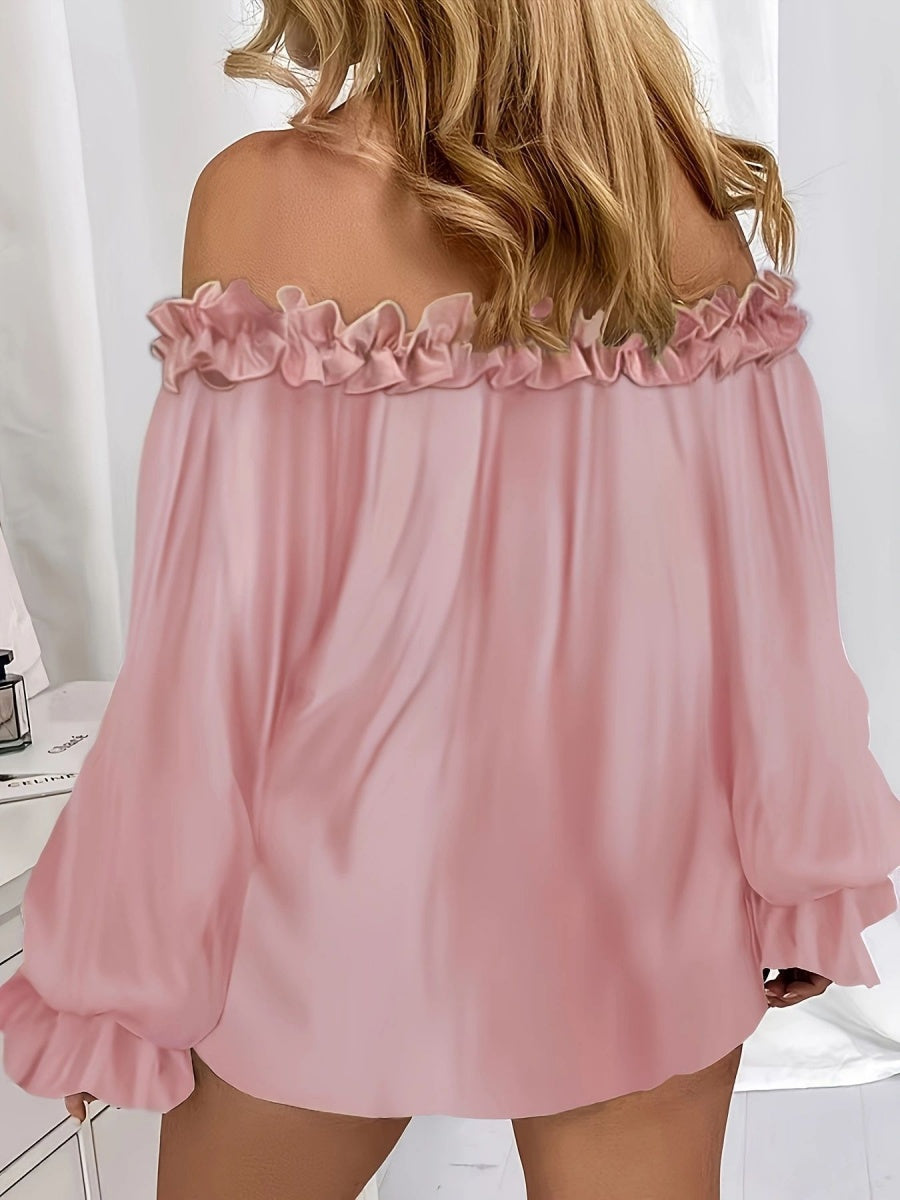 Casual Off-shoulder Ruffle Sleeves T-shirts