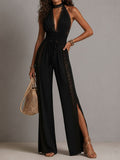 V-neck Lace Stitching Temperament Grace Pants Jumpsuits
