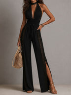 V-neck Lace Stitching Temperament Grace Pants Jumpsuits