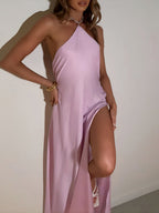 Satin Sexy Diamond Chain Formal Dress Maxi Dresses