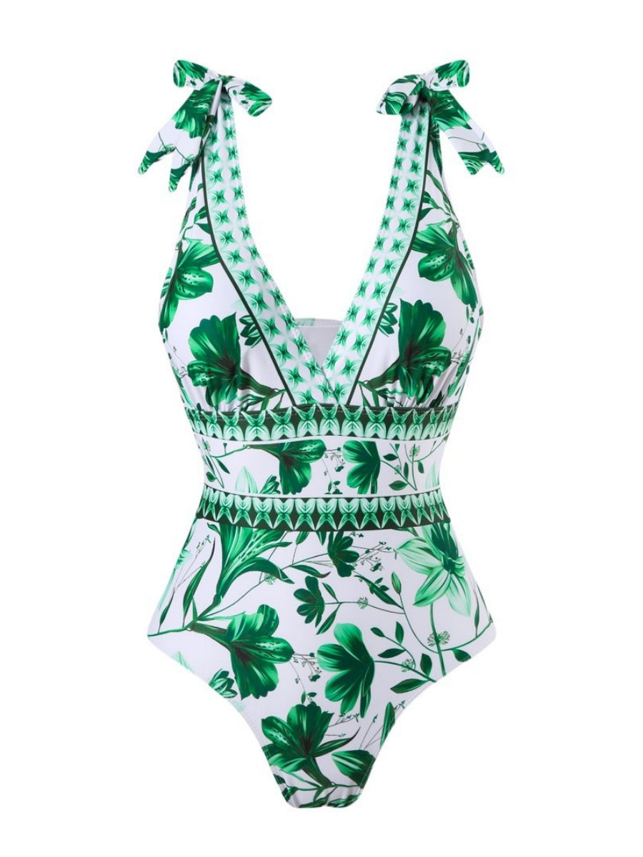 Blue And White Porcelain Print One-piece Slimming And Figure-flattering Long Swimsuit And Sun Protection Dress Two-piece Set