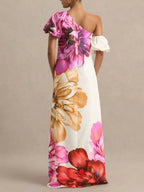 Off-shoulder Floral Print Maxi Dress For Vacation