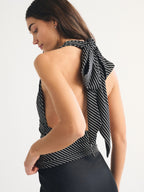 Polka Dots Neckband Cross Straps Backless Tank Tops