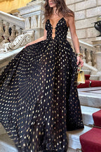 Cut Out Polka Dot Tiered Swing Maxi Cami Dress