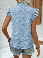 Pullover Jacquard Short-sleeved T-shirt With Ruffles