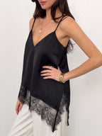 V-neck Irregular Lace Trim Splicing Jacket Camisoles