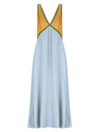 V-neck Sleeveless Color-blocked Maxi Dress