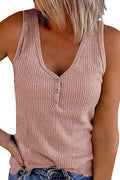 Carrie V Neck Buttons Sleeveless Top