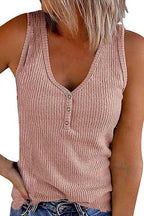 Carrie V Neck Buttons Sleeveless Top