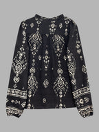 Geometric Print V-neck Long-sleeved Shirt
