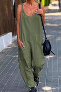 Scoop Neck Pockets Solid Slouchy Cami Jumpsuit