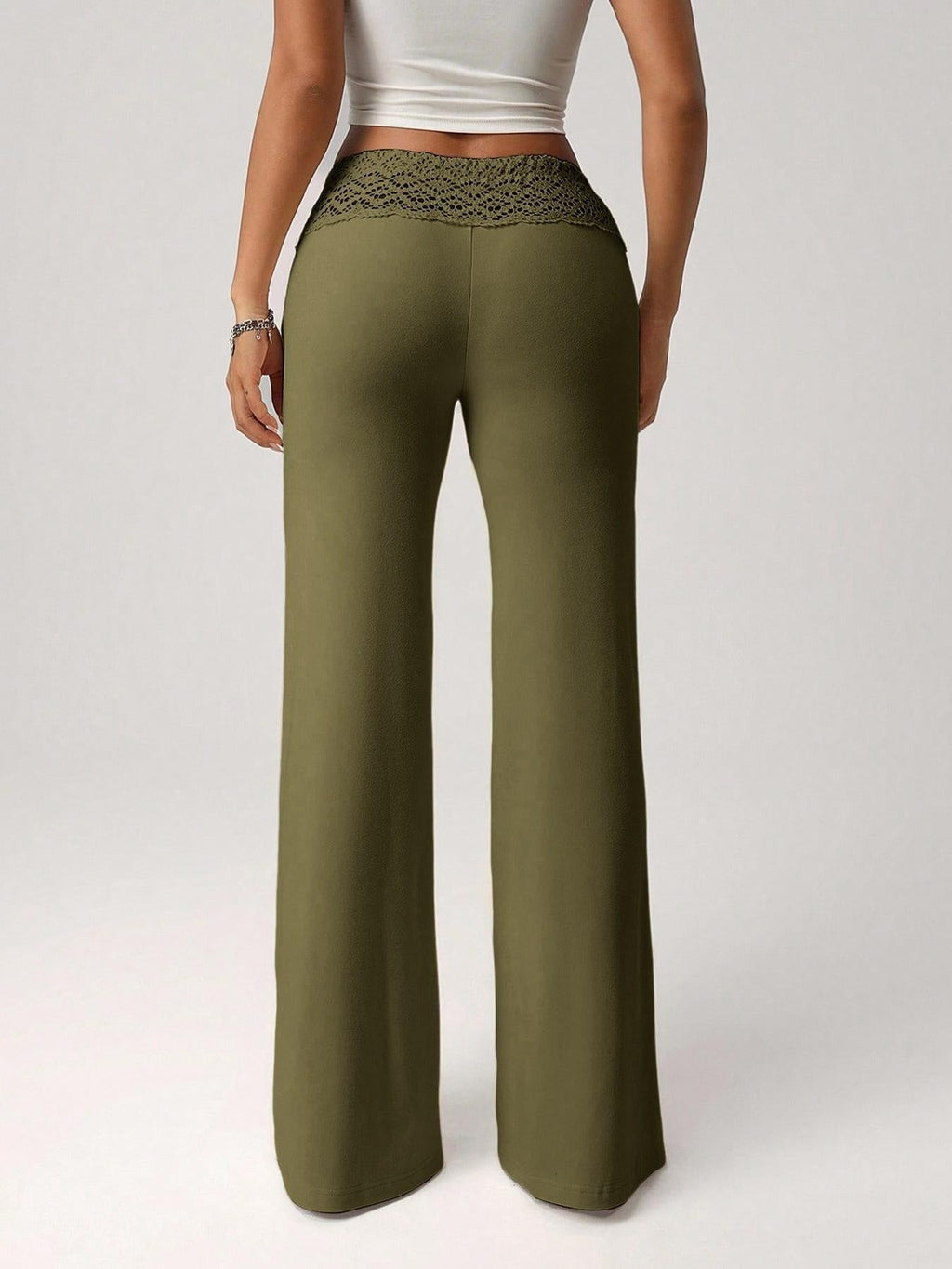 Lace-trimmed Casual Sexy Yoga Flared Pants