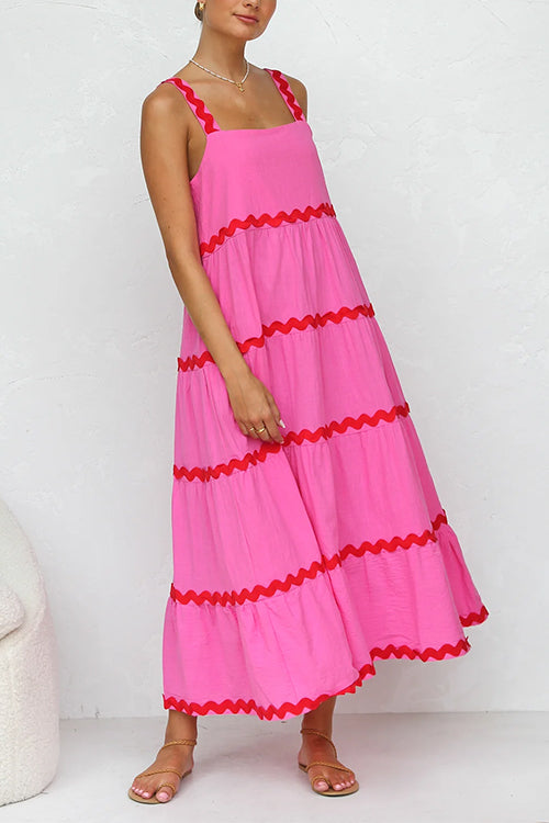 Ric Rac Ruffle Tiered Cami Maxi Holiday Dress