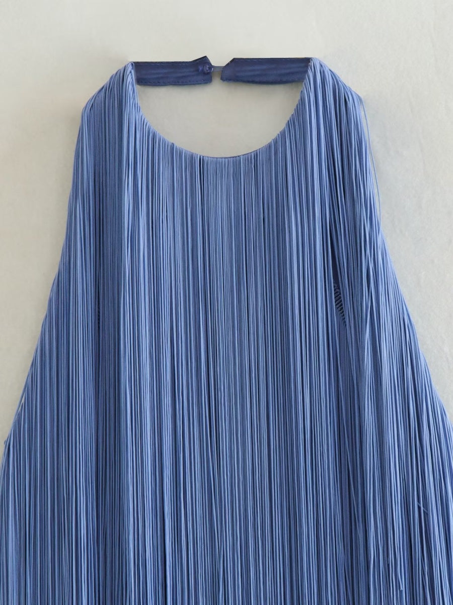 Halter Sleeveless Tassel Mini&Short Dresses