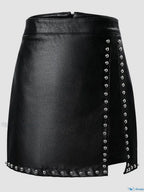 Studs Mini PU Leather Hip-hugging Skirts