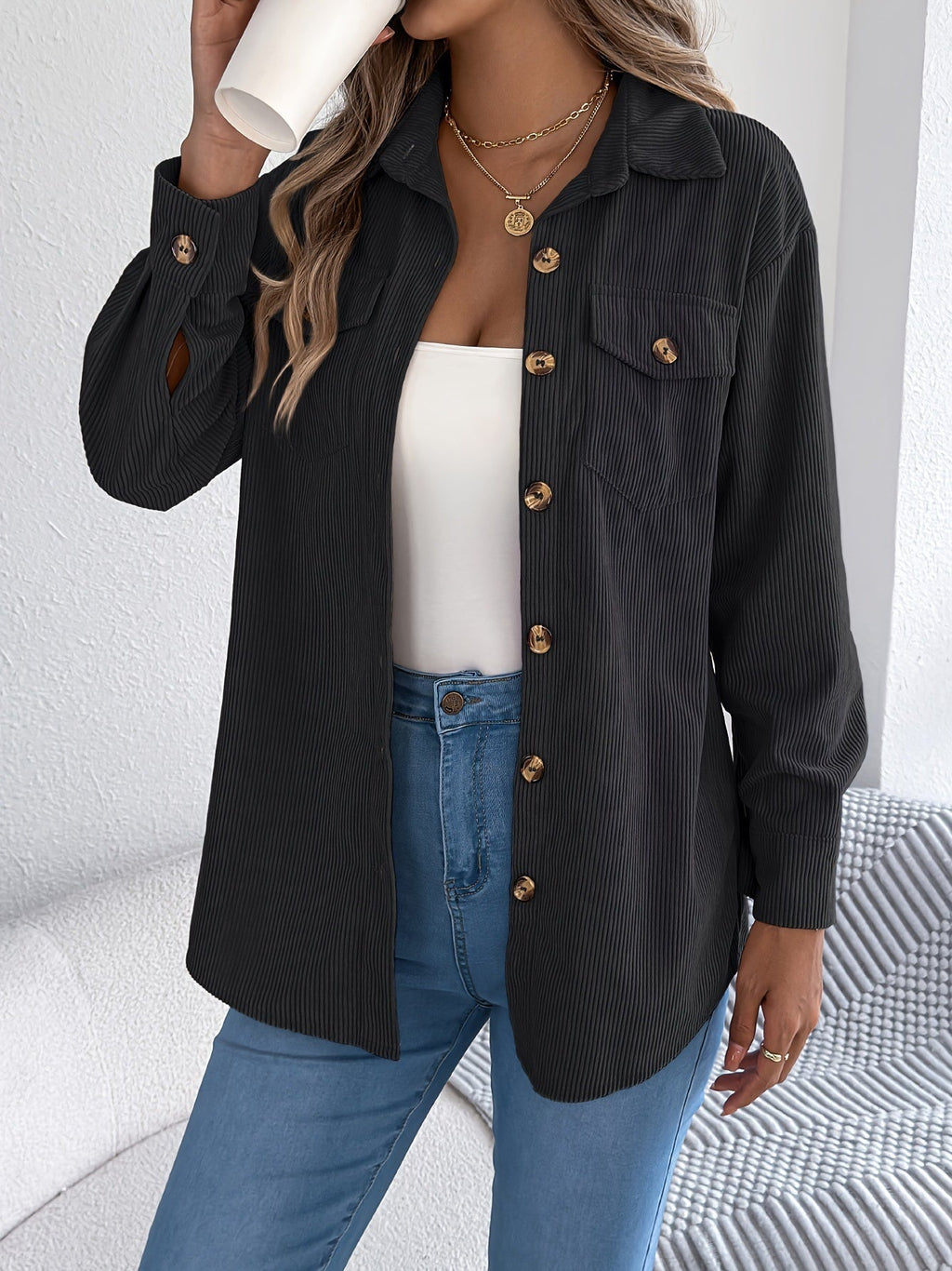 Loose-fitting Solid Color Women's Casual Shirt