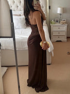 Spaghetti Strap Lace Patchwork Long Dress