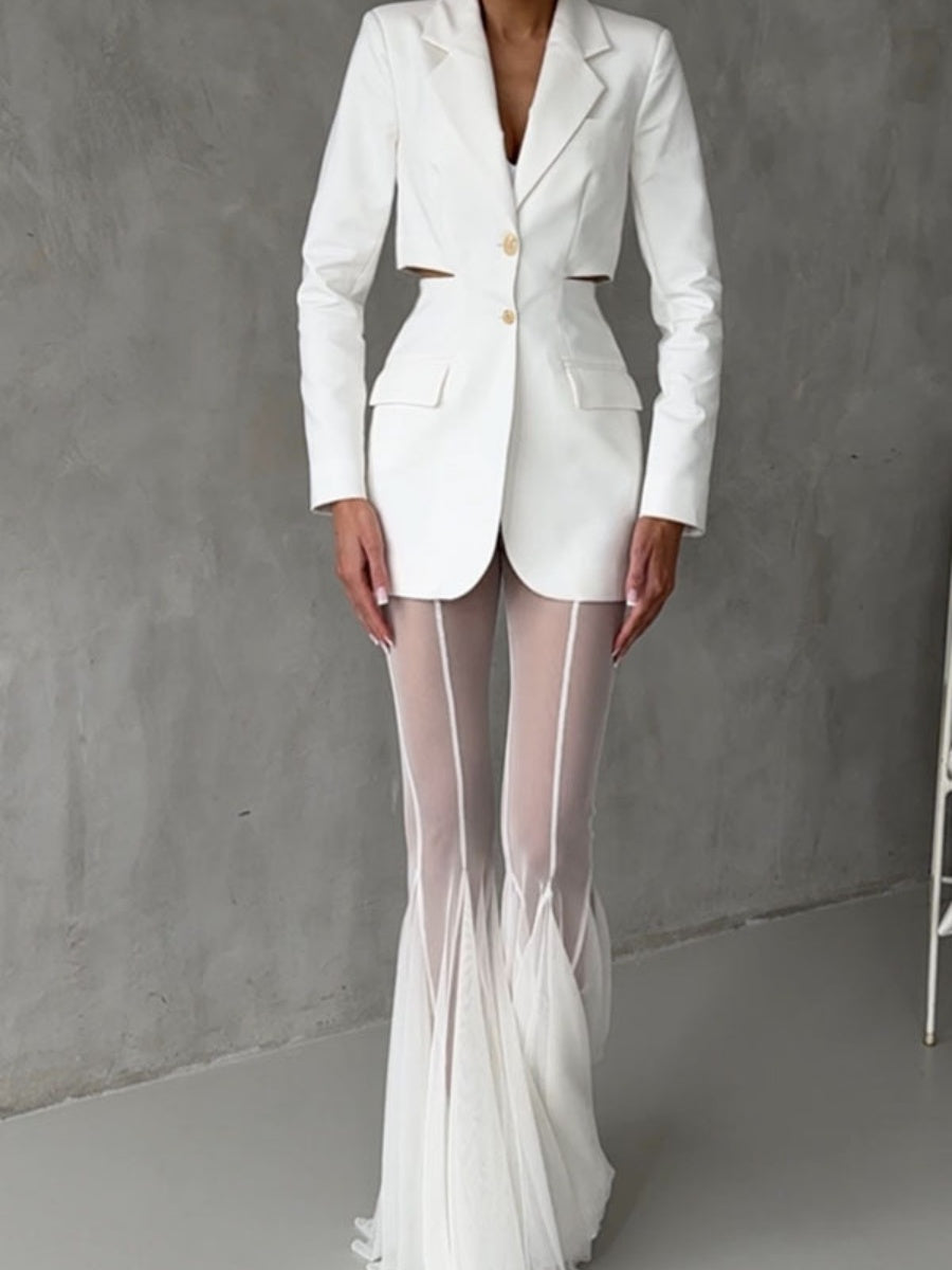Mesh Stretch Bell-bottoms INS Loose Pants