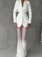 Mesh Stretch Bell-bottoms INS Loose Pants