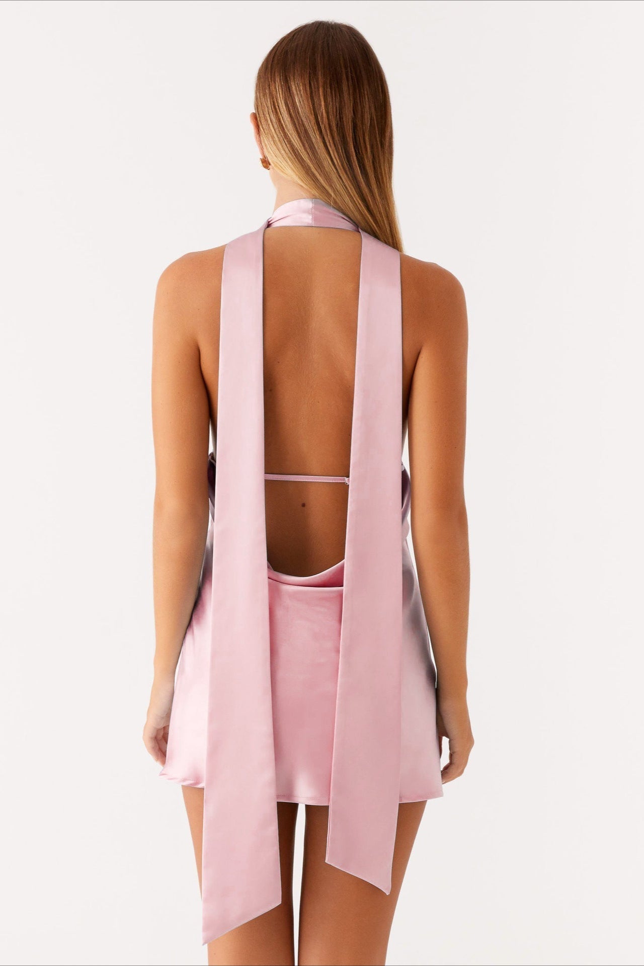Deep V Backless Ribbon Dress