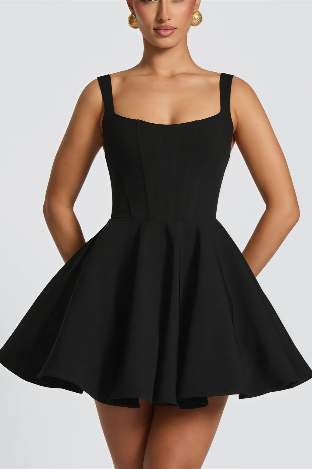 Detachable Bow Corset Mini Dress