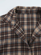 Vintage Plaid Print Long Sleeve Blouse
